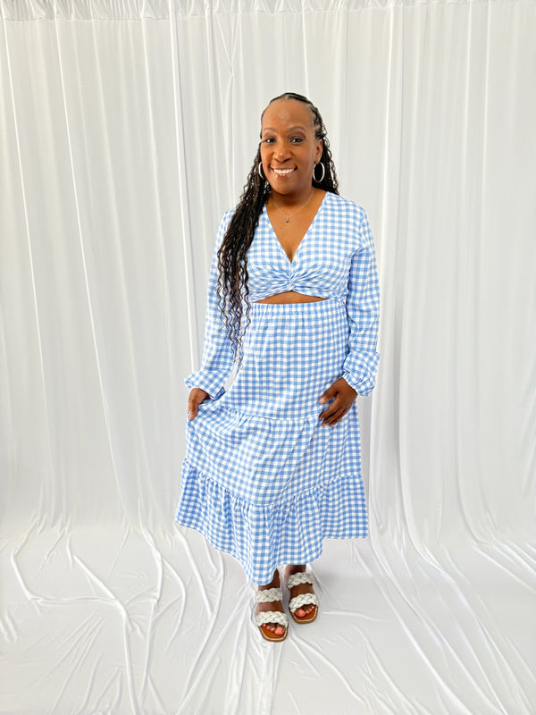 Gingham Vacation Dress-Blue