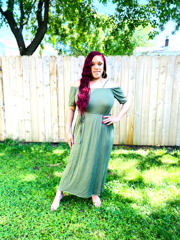 Olive Off-Shoulder Maxi