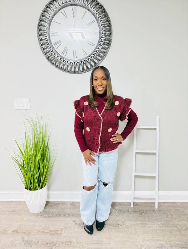 Cranberry Blossom Cardigan&nbsp;