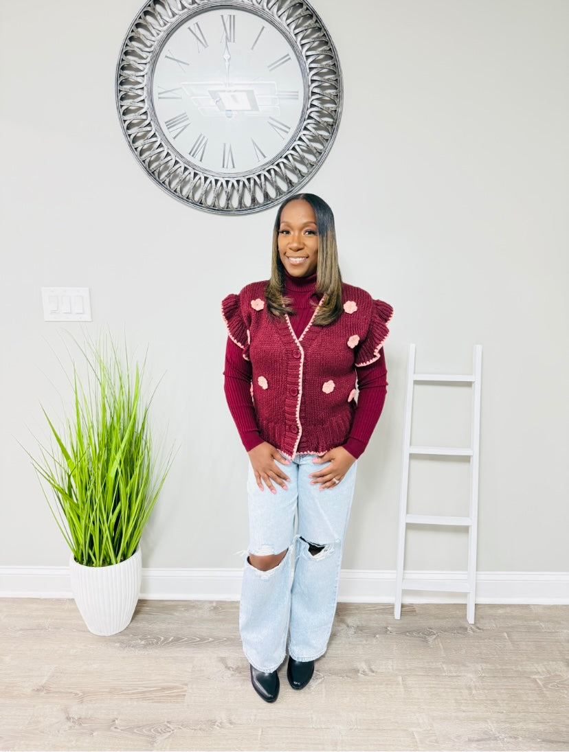 Cranberry Blossom Cardigan